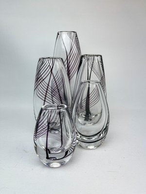 Mid-Century Art Glass Vases by Vicke Lindstrand for Kosta, Set of 5-UYK-849390