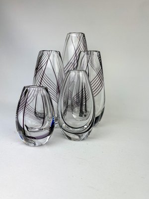 Mid-Century Art Glass Vases by Vicke Lindstrand for Kosta, Set of 5-UYK-849390