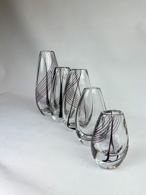 Mid-Century Art Glass Vases by Vicke Lindstrand for Kosta, Set of 5-UYK-849390