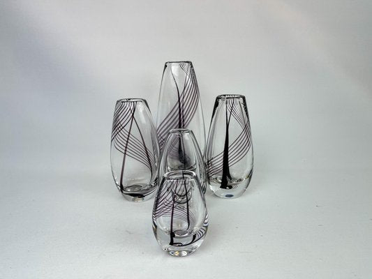 Mid-Century Art Glass Vases by Vicke Lindstrand for Kosta, Set of 5-UYK-849390