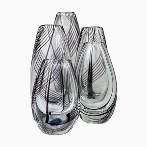 Mid-Century Art Glass Vases by Vicke Lindstrand for Kosta, Set of 5-UYK-849390