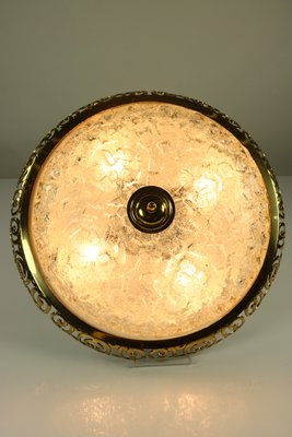 Mid-Century Art Nouveau Style Glass & Brass Flush Mount Ceiling Lamp from Kaiser Leuchten-FUP-879105