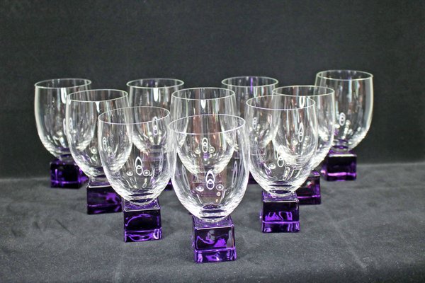 Mid-Century Art Nouveau Style Wine Glasses, 1962, Set of 10-YZB-1822511