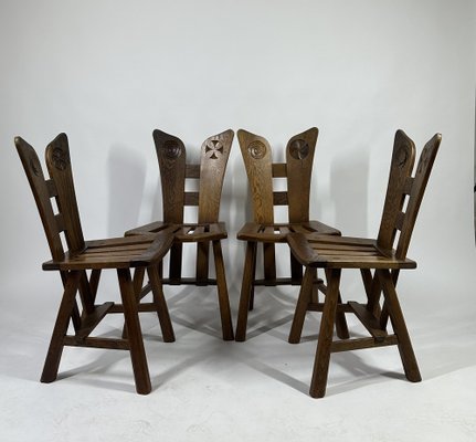 Mid-Century Artisan Dining Chairs, 1960s, Set of 4-MTU-2031562