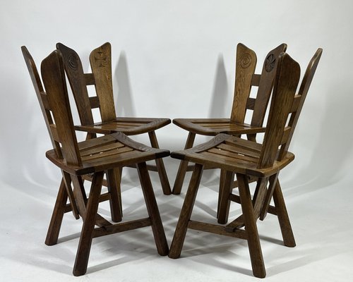 Mid-Century Artisan Dining Chairs, 1960s, Set of 4-MTU-2031562