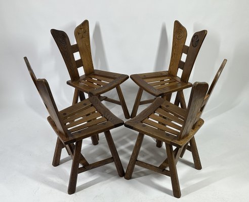 Mid-Century Artisan Dining Chairs, 1960s, Set of 4-MTU-2031562