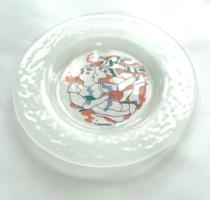 Mid-Century Artist Glass Plate, Italy, 1960s-NY-2041851