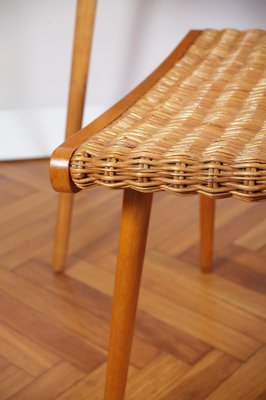 Mid-Century Ash and Wickerwork Side Table and Stool from Uluv, 1960s, Set of 2-IND-1328350