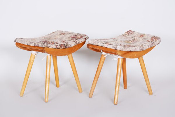 Mid-Century Ash Stools, 1960s, Set of 2-WHY-655788