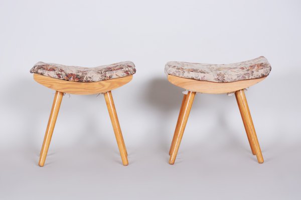 Mid-Century Ash Stools, 1960s, Set of 2-WHY-655788