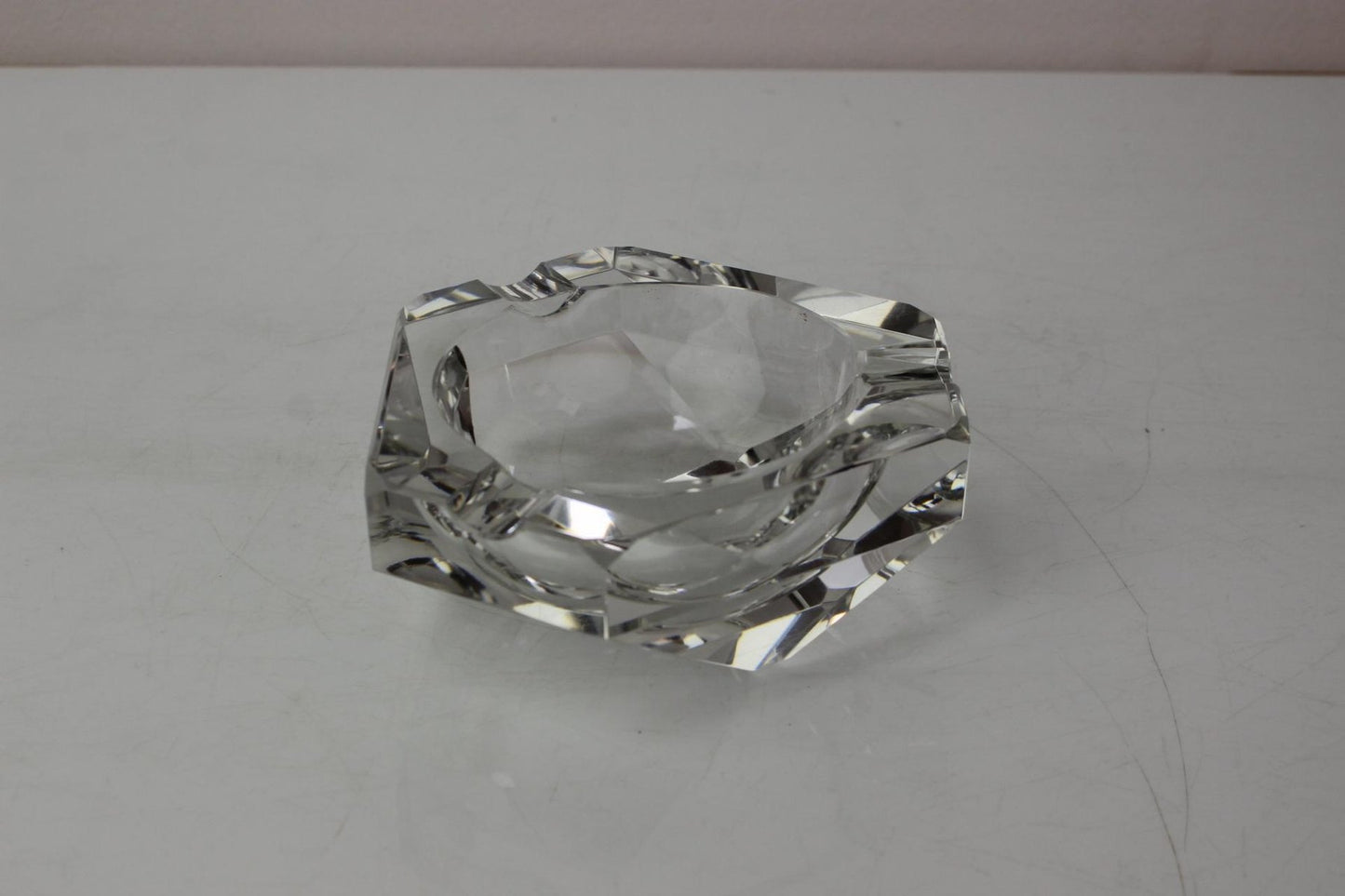 Mid-Century Ashtray Diamond Bohemia Glass, 1970s