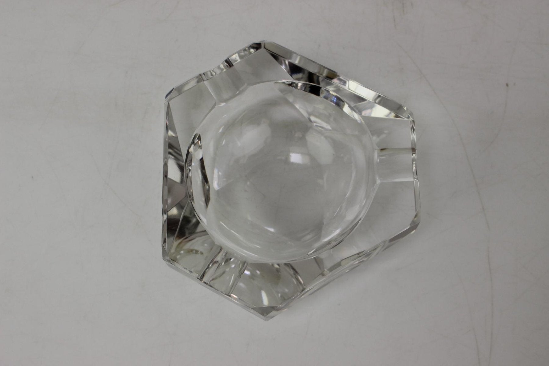 Mid-Century Ashtray Diamond Bohemia Glass, 1970s