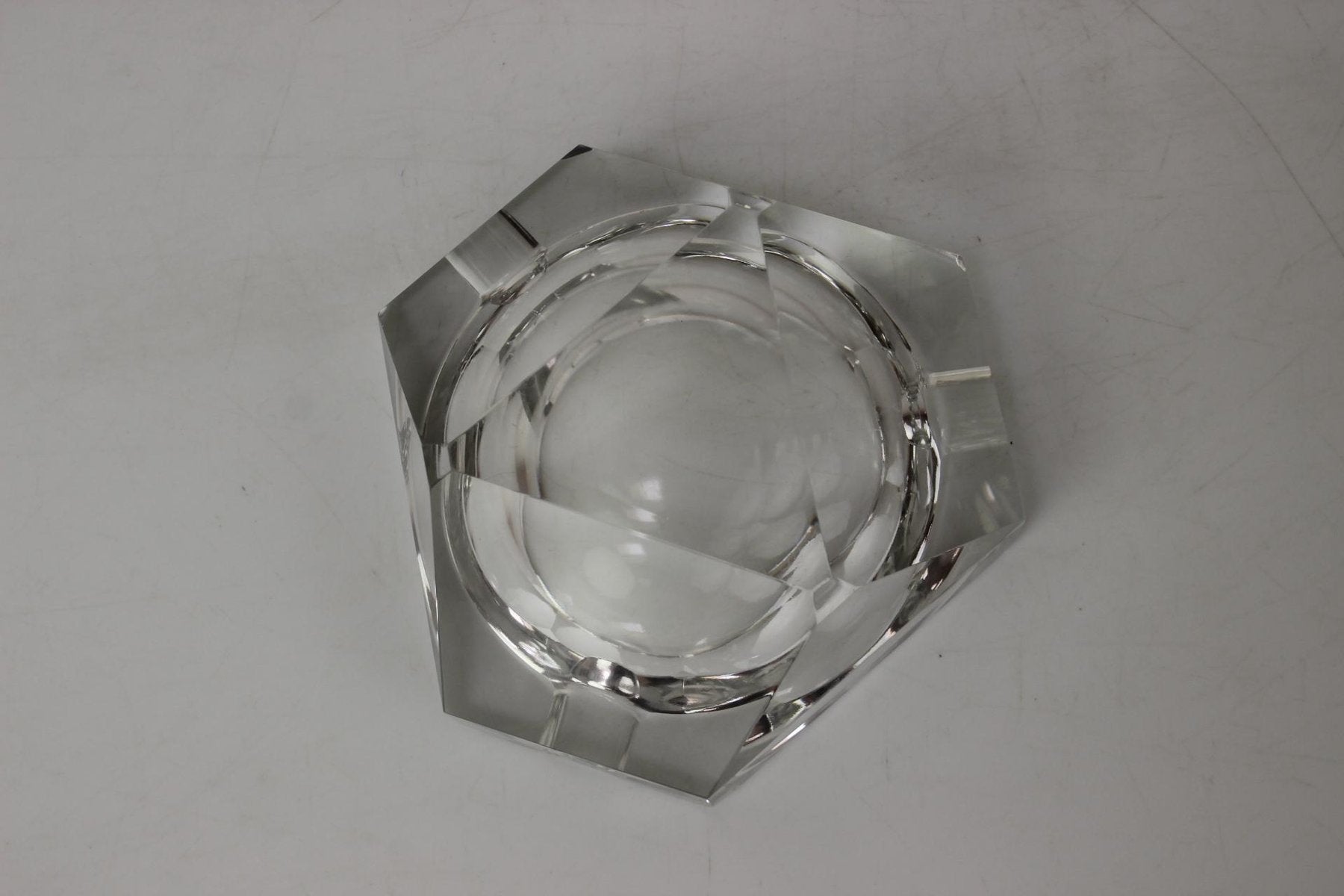 Mid-Century Ashtray Diamond Bohemia Glass, 1970s