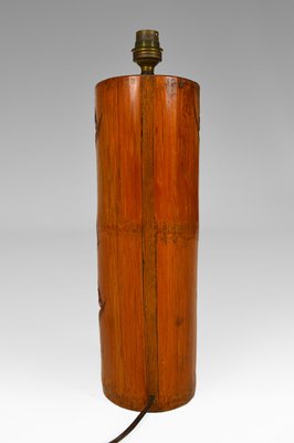 Mid-Century Asian Living Room Table Lamp in Carved Wood, 1940s-XNH-754028