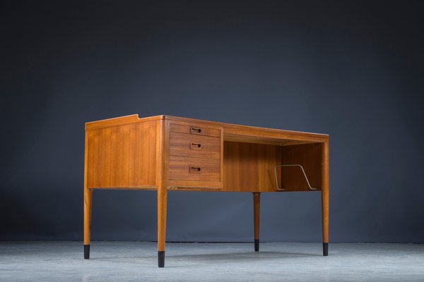 Mid-Century Asymmetric Teak Desk with Bar, 1960s-ZZH-1177423