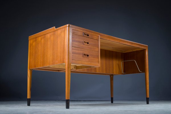 Mid-Century Asymmetric Teak Desk with Bar, 1960s-ZZH-1177423