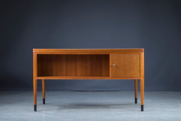 Mid-Century Asymmetric Teak Desk with Bar, 1960s-ZZH-1177423