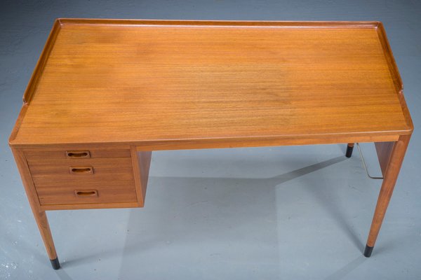 Mid-Century Asymmetric Teak Desk with Bar, 1960s-ZZH-1177423