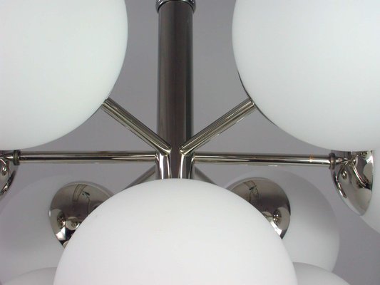 Mid-Century Atomic Sputnik Space Age Chrome Opaline 9-Light Chandelier, 1960s-OE-897918