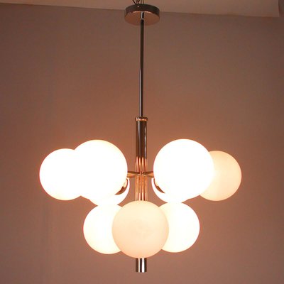 Mid-Century Atomic Sputnik Space Age Chrome Opaline 9-Light Chandelier, 1960s-OE-897918