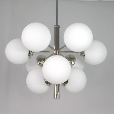 Mid-Century Atomic Sputnik Space Age Chrome Opaline 9-Light Chandelier, 1960s-OE-897918