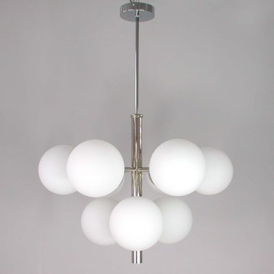 Mid-Century Atomic Sputnik Space Age Chrome Opaline 9-Light Chandelier, 1960s-OE-897918