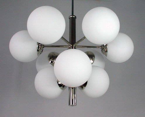 Mid-Century Atomic Sputnik Space Age Chrome Opaline 9-Light Chandelier, 1960s-OE-897918