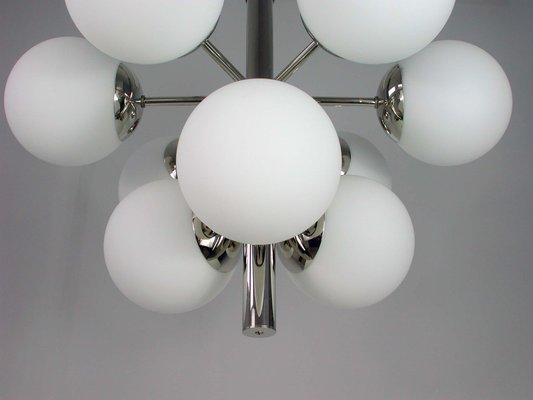 Mid-Century Atomic Sputnik Space Age Chrome Opaline 9-Light Chandelier, 1960s-OE-897918