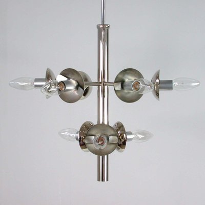 Mid-Century Atomic Sputnik Space Age Chrome Opaline 9-Light Chandelier, 1960s-OE-897918