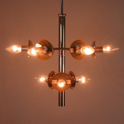 Mid-Century Atomic Sputnik Space Age Chrome Opaline 9-Light Chandelier, 1960s-OE-897918