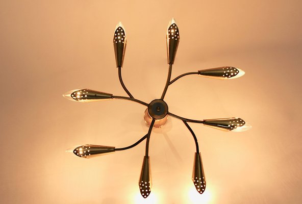 Mid-Century Austrian 8-Arm Ceiling Lamp by Rupert Nikoll, 1950s-NB-687721