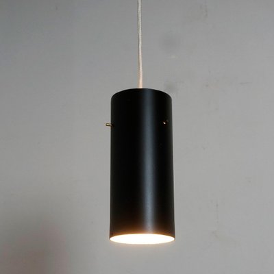 Mid-Century Austrian Black Metal & Brass Zylinder Pendant Lamp by J. T. Kalmar-MH-1144570