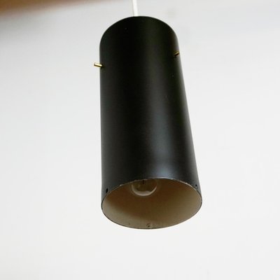 Mid-Century Austrian Black Metal & Brass Zylinder Pendant Lamp by J. T. Kalmar-MH-1144570