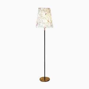 Mid-Century Austrian Brass Floor Lamp with Pink Flamingo Shade by J. T. Kalmar, 1950s-MH-1769356