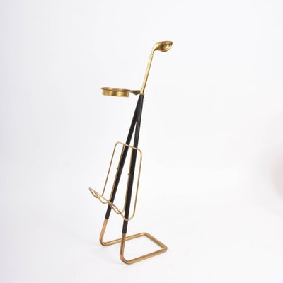 Mid-Century Austrian Brass Magazine Rack with Ashtray, 1950-JDR-1126068