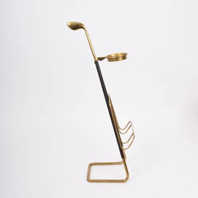 Mid-Century Austrian Brass Magazine Rack with Ashtray, 1950-JDR-1126068