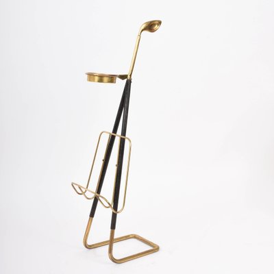 Mid-Century Austrian Brass Magazine Rack with Ashtray, 1950-JDR-1126068