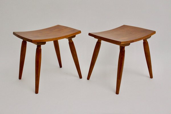 Mid-Century Austrian Cherrywood Stools, 1950s, Set of 2-NB-668060