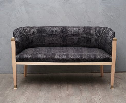 Mid-Century Austrian Maple Brass and Fabric Sofa, 1940s-UH-772185