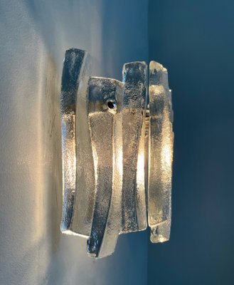 Mid-Century Austrian Model Fuente Wall Sconces in Ice-Glass by Kalmar for Kalmar Franken KG, 1970s, Set of 2-TPE-1348938