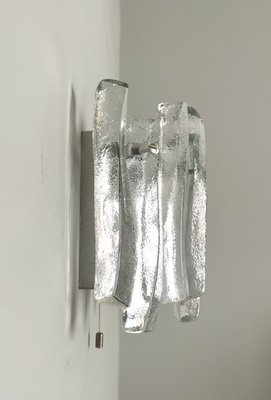 Mid-Century Austrian Model Fuente Wall Sconces in Ice-Glass by Kalmar for Kalmar Franken KG, 1970s, Set of 2-TPE-1348938