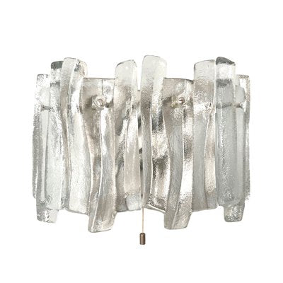 Mid-Century Austrian Model Fuente Wall Sconces in Ice-Glass by Kalmar for Kalmar Franken KG, 1970s, Set of 2-TPE-1348938