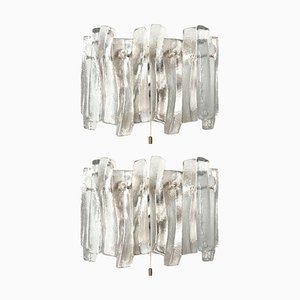 Mid-Century Austrian Model Fuente Wall Sconces in Ice-Glass by Kalmar for Kalmar Franken KG, 1970s, Set of 2-TPE-1348938