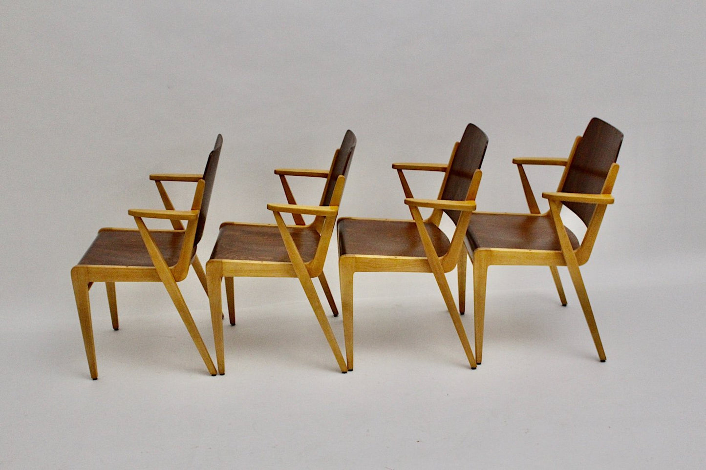 Mid-Century Austrian Stackable Armchairs by Franz Schuster, Set of 12