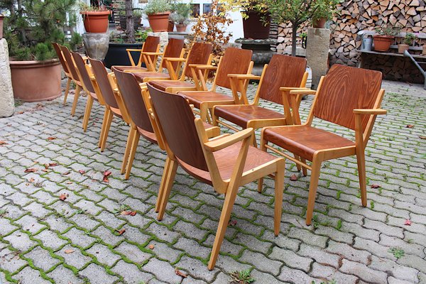 Mid-Century Austrian Stackable Armchairs by Franz Schuster, Set of 12-NB-604729