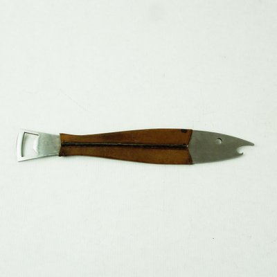 Mid-Century Austrian Steel and Leather Fish Bottle Opener by Carl Auböck-MH-1310433