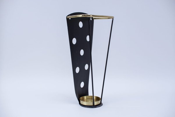 Mid-Century Austrian Umbrella Stand in Metal and Brass-KQB-1250344