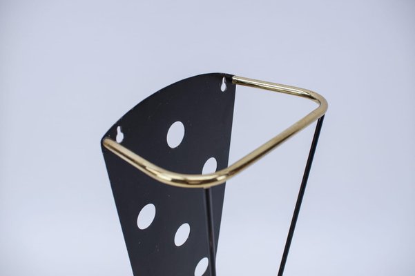 Mid-Century Austrian Umbrella Stand in Metal and Brass-KQB-1250344