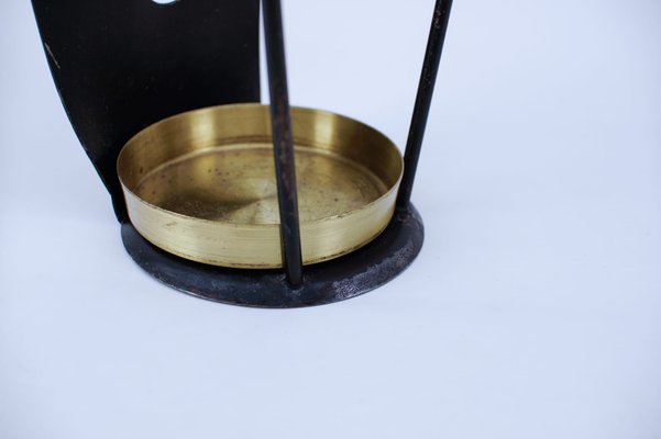 Mid-Century Austrian Umbrella Stand in Metal and Brass-KQB-1250344