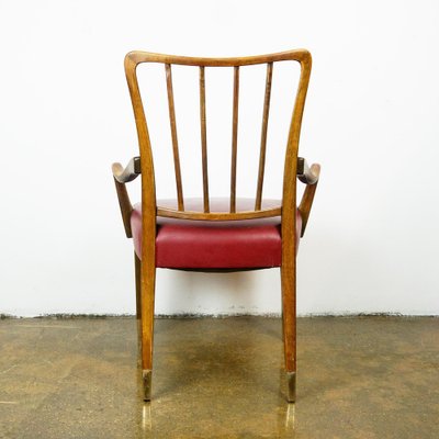 Mid-Century Austrian Walnut and Red Leather Dining Armchairs by Oswald Haerdtl, Set of 8-MH-1181703